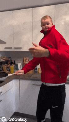 Crazy father with baby on head