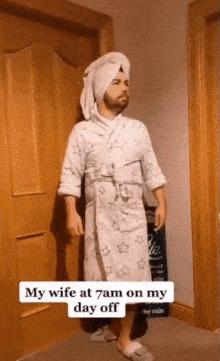 My wife at 7 in the morning