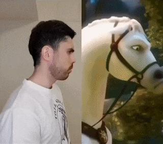 Guy imitates horse