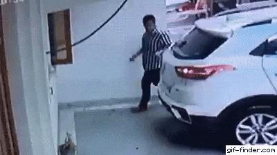 Husband and wife park car