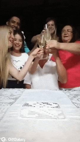 Toasting father on his birthday