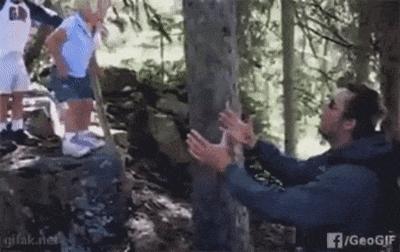 Father catches the children
