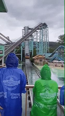 Roller coaster water and guy