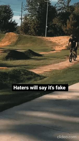 Somersault jump with bicycle parody