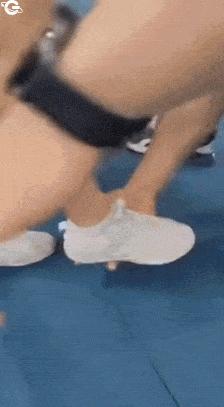 Strong guy and cheerleader