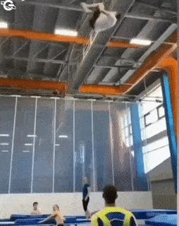 Lifeguard on trampoline