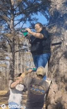 Descent down rope and fall