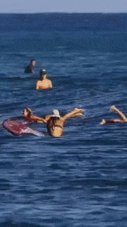 Surfer girl on board