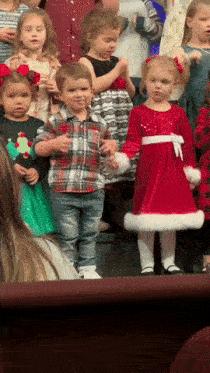 Little girl in love on stage