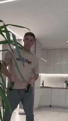 Father with beer and mother with child